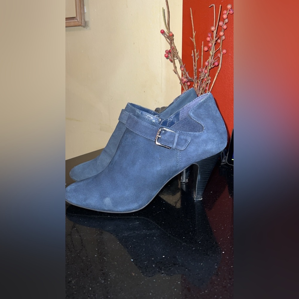 Boots Blue Ankle Booties with Buckle